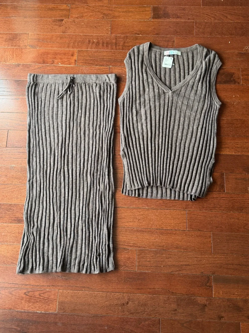 Free People Ribbed Maxi Skirt in Chocolate Brown